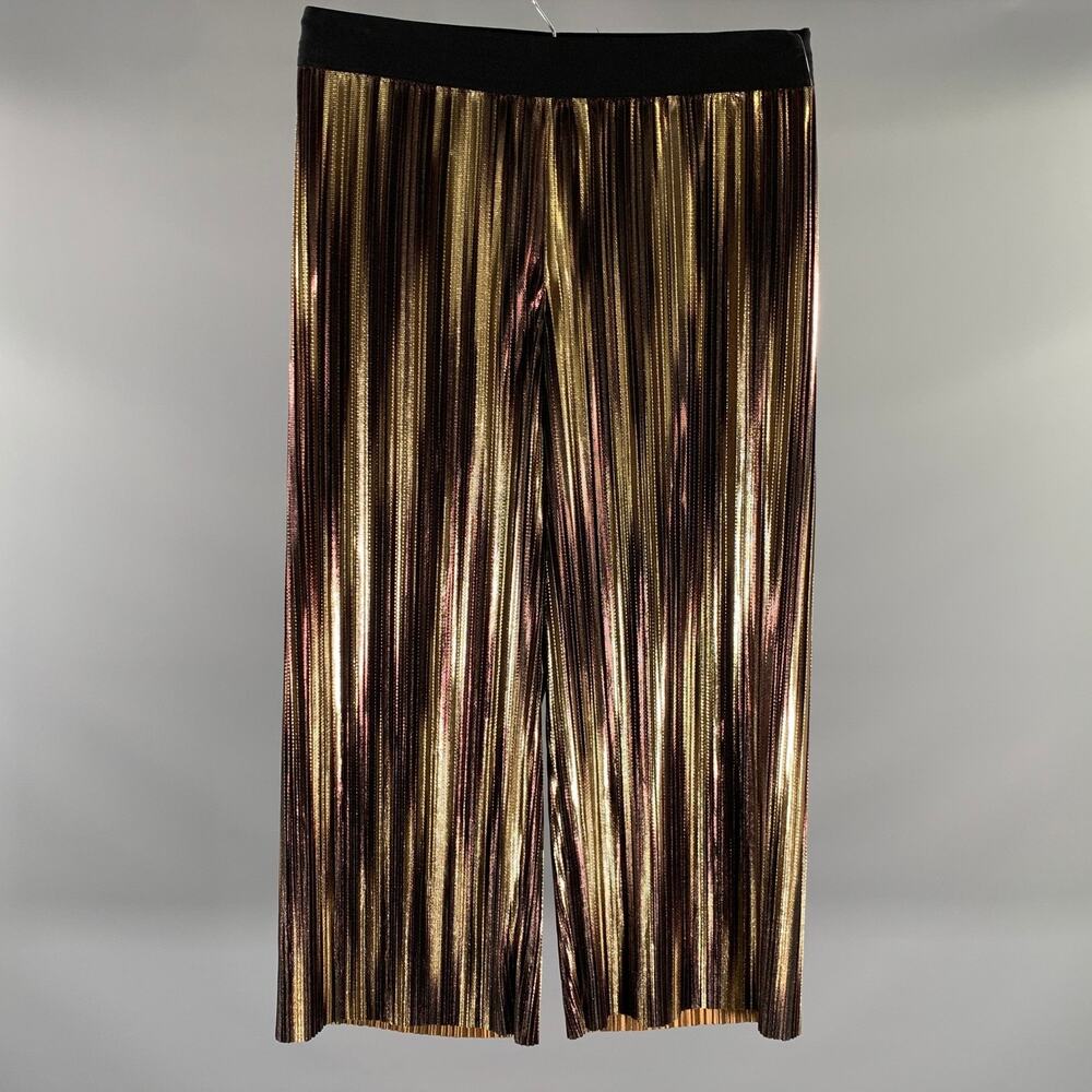 ALICE + OLIVIA Size 34 Black Gold & burgundy Shimmery Polyester Casual Pants